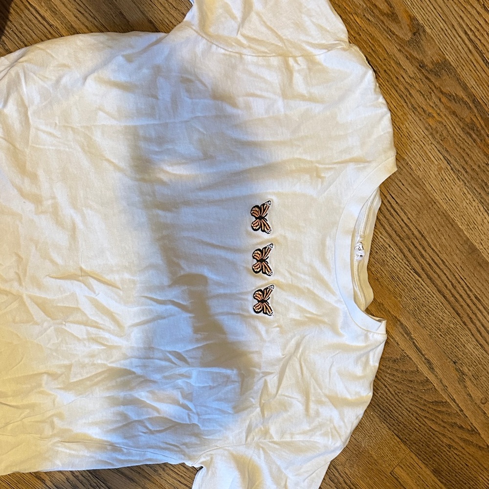 Butterfly Embroidered baby tee- garage